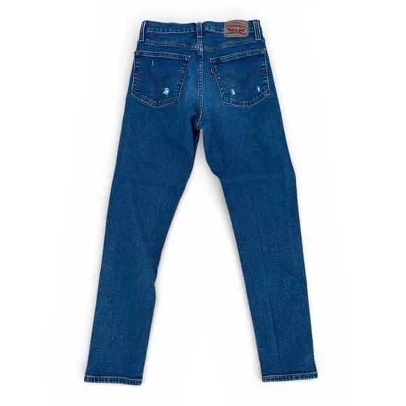 Levis Wedgie Skinny Jeans Womens 27 High Rise Distressed Medium Wash Denim - Picture 3 of 4